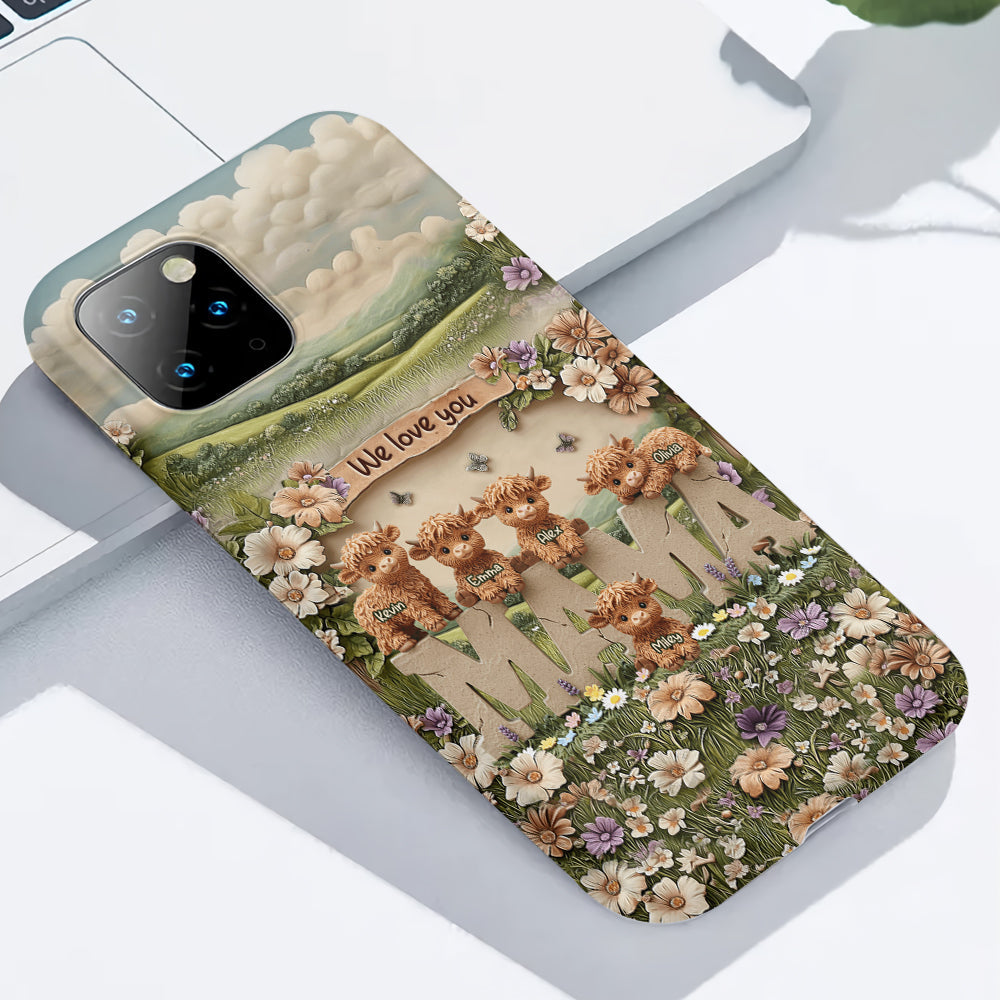 Cute Highland Cow Mama, Grandma - Personalized Mother Full Print Phone Case