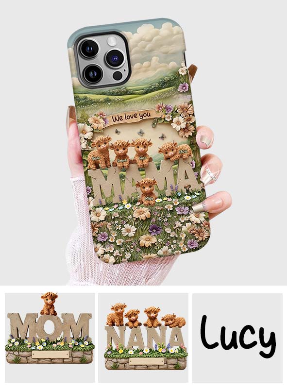 Cute Highland Cow Mama, Grandma - Personalized Mother Full Print Phone Case
