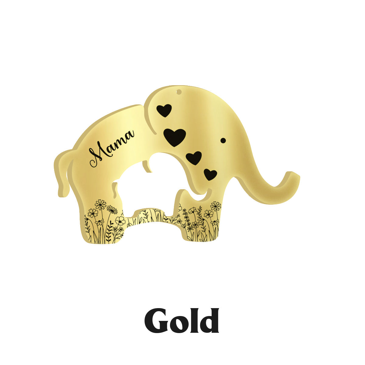 Cute Foral Elephant Mom & Child Necklace - Personalized Mother Matching Pendant Necklace