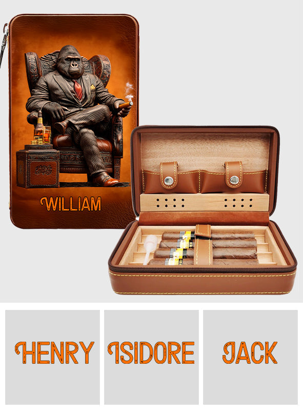 Whiskey & Cigar Gorilla - Personalized Whisky Travel Cigar Humidor Case