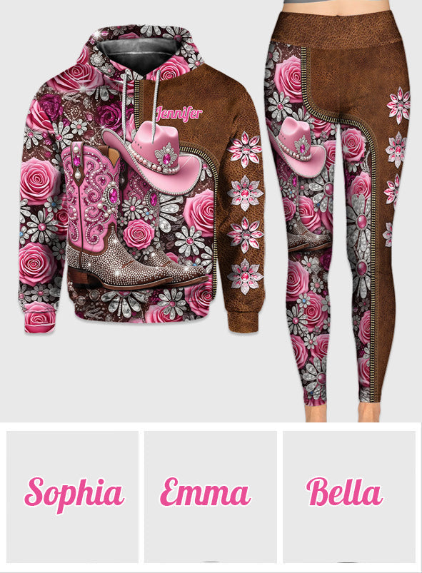 Glitter Cowgirl Boots - Personalized Cowgirl Hoodie and Leggings
