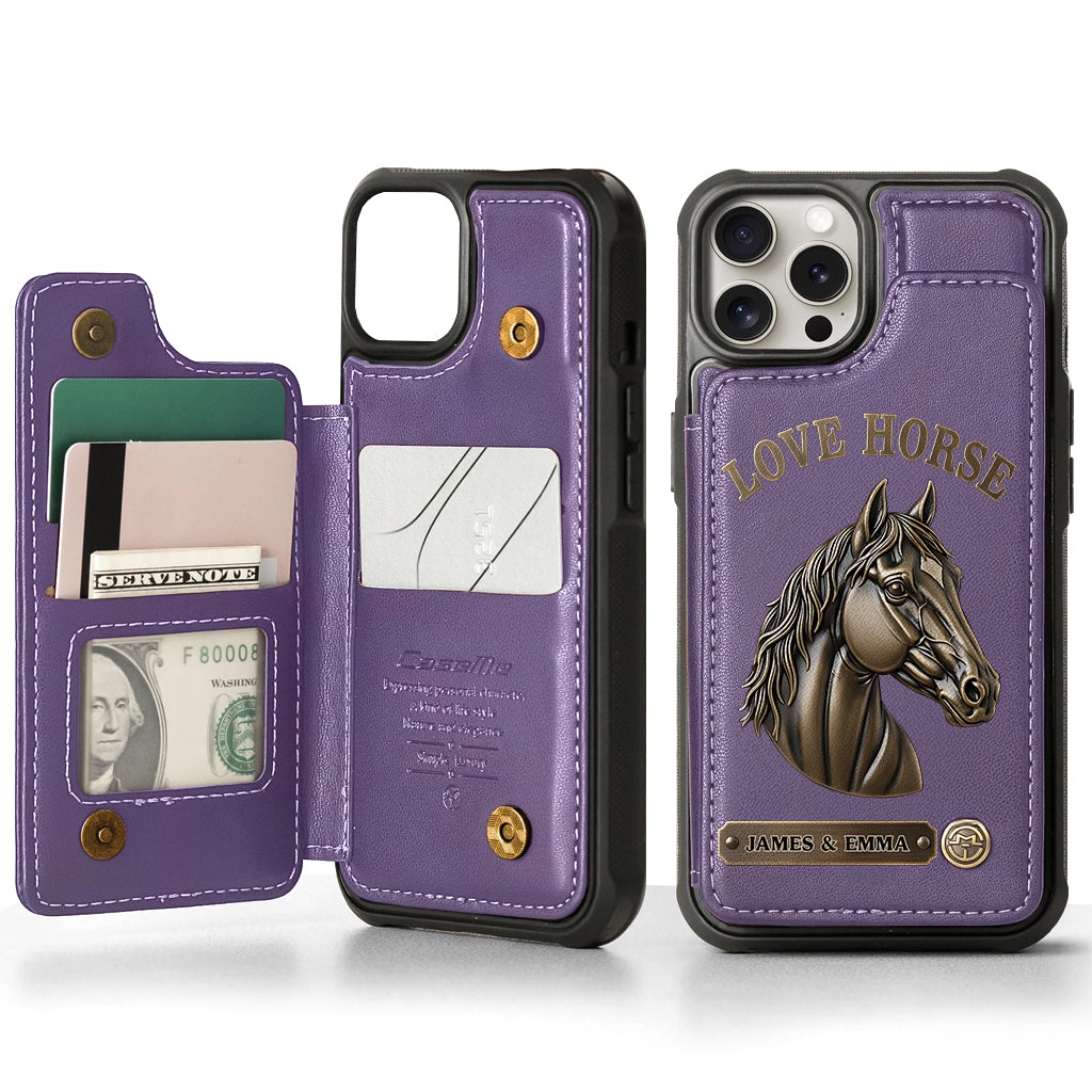Love Horse - Personalized Horse Wallet Phone Case