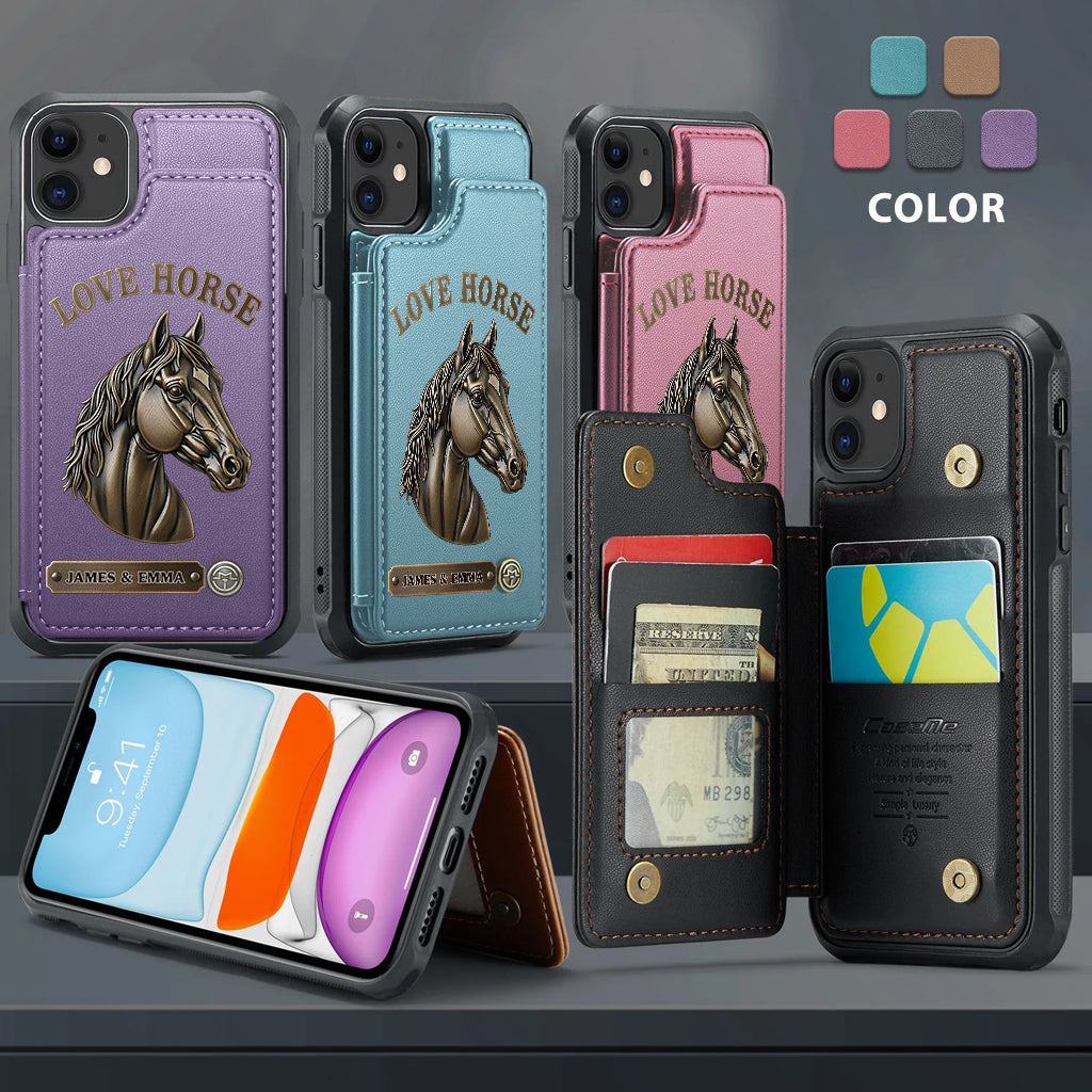 Love Horse - Personalized Horse Wallet Phone Case