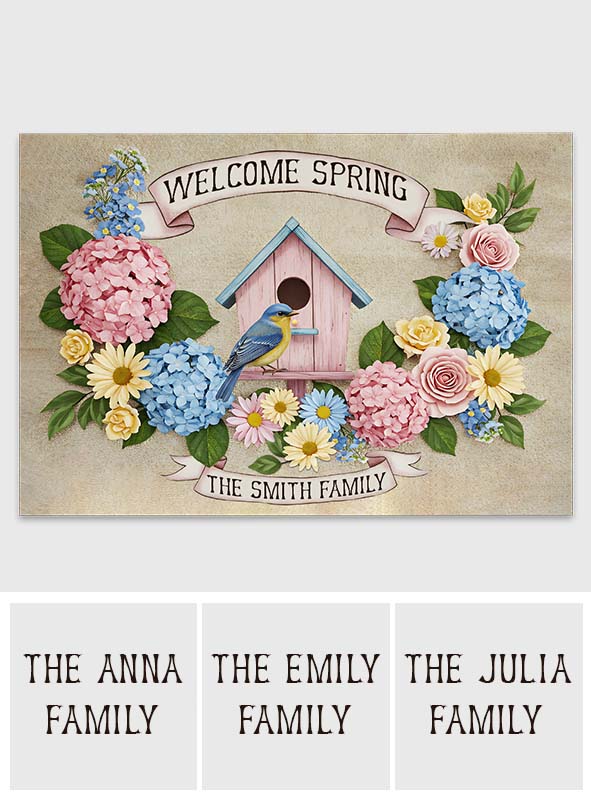 Welcome Spring - Personalized Family Doormat