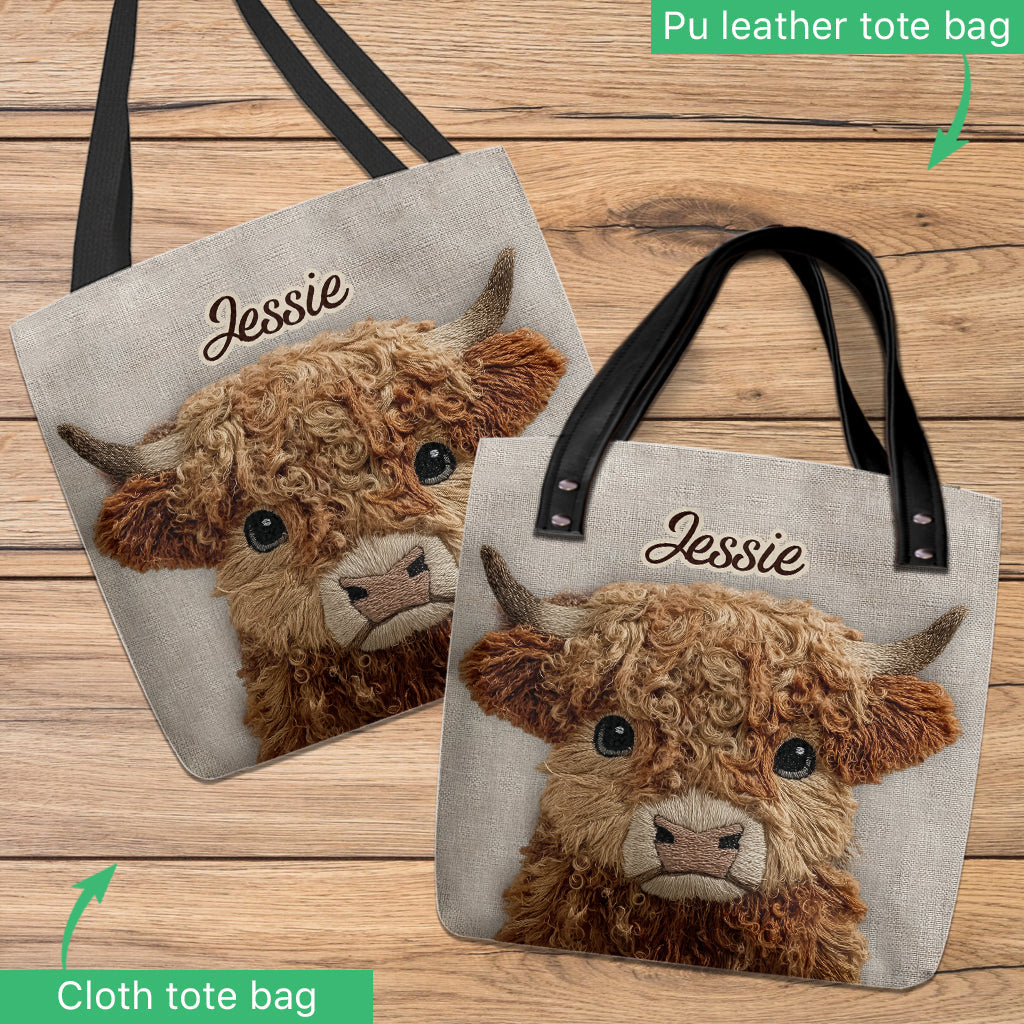 Cute Highland Cow - Personalized Highland Cow Tote Bag
