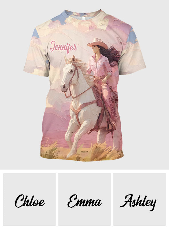 T-shirt personnalisé « Cowgirl rose »