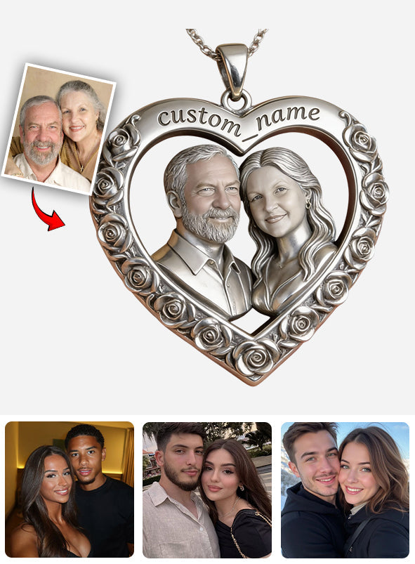 I Love You - Personalized Couple Shaped Acrylic Pendant Necklace