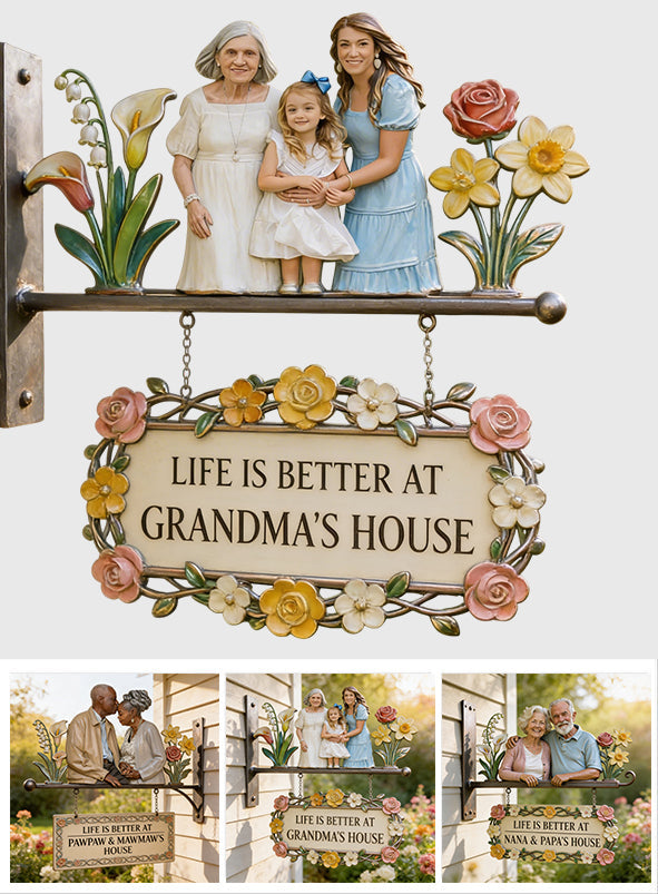 Custom Any Photo Perfect Gift For Grandparent - Personalized Grandma Wooden Wall Mount Sign