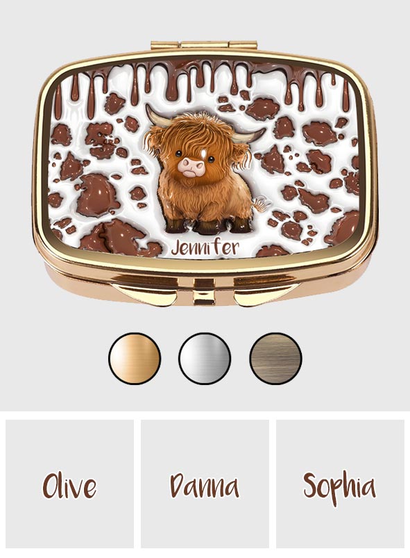 Une fille qui aime les vaches des Highlands - Pilulier personnalisé vache des Highlands