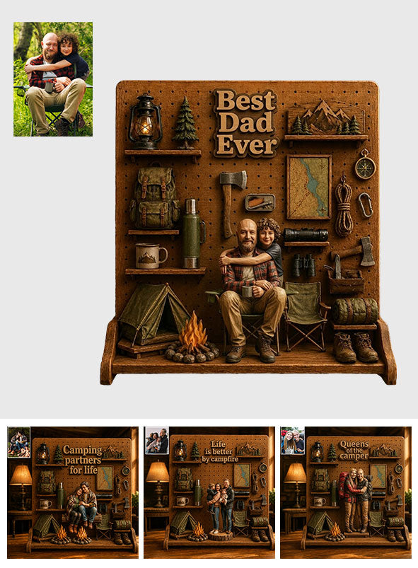 Geschenk für Campingliebhaber - Personalisierte 2-lagige Holztafel / Holzschild