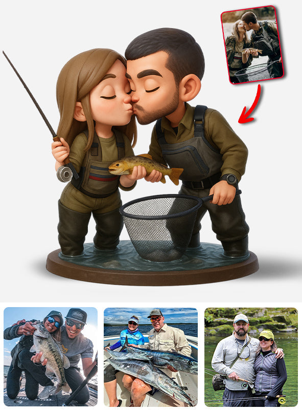 Couple Fishing - Personalized Fishing Custom Shaped Acrylic Plaque