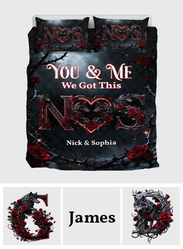 You & Me We Got This - Personalized Wolf Quilt Set