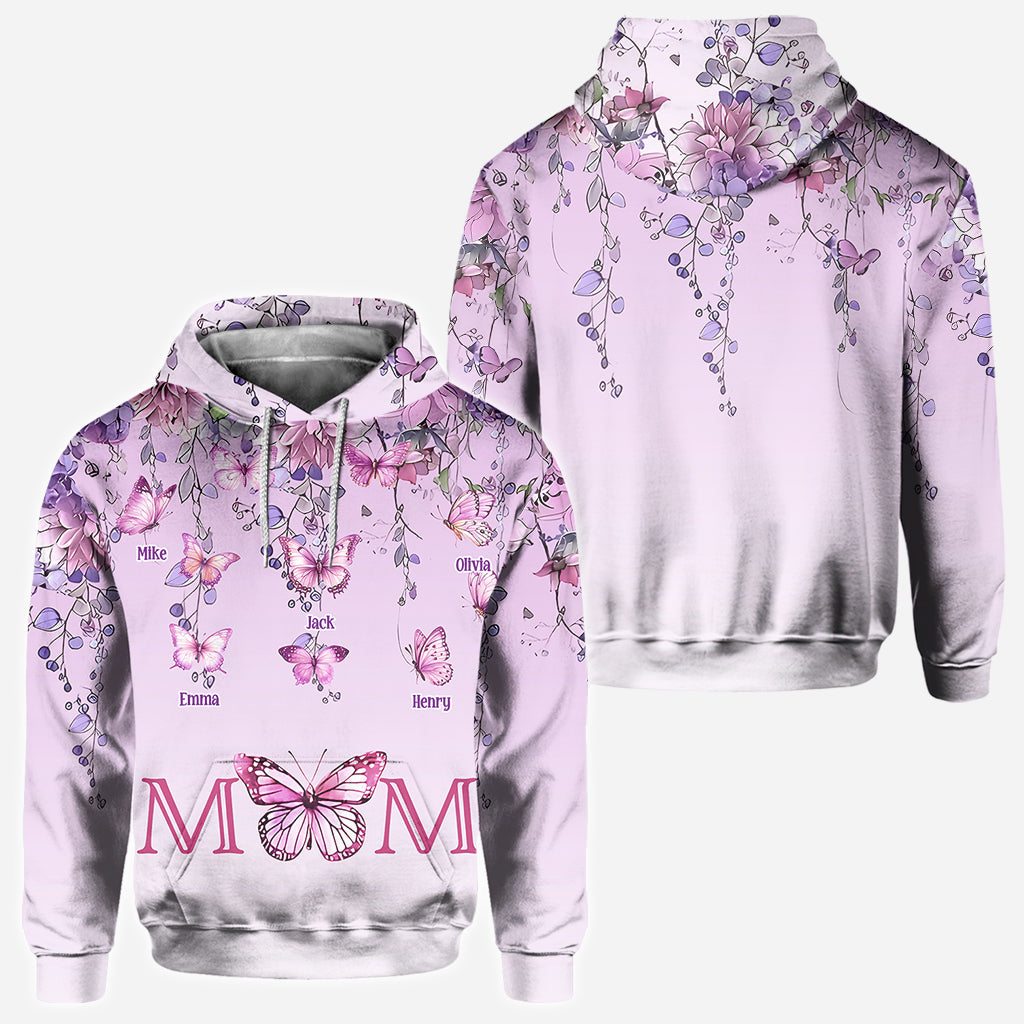 Mother And Children Butterfly - Personalized Mother All Over Shirt