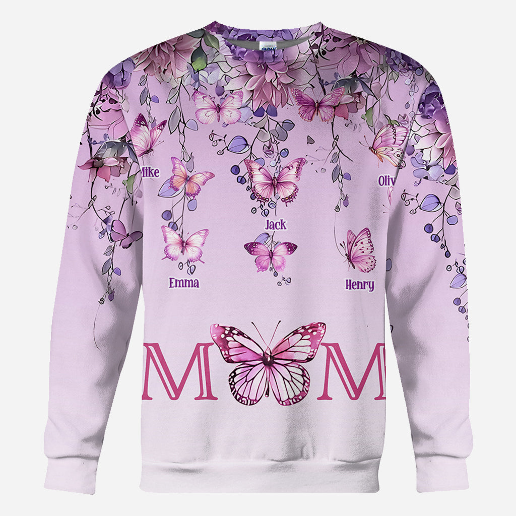 Mother And Children Butterfly - Personalized Mother All Over Shirt
