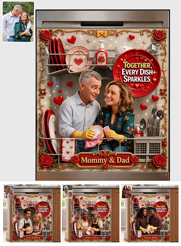 Together, Every Dish Sparkles - Personalized Couple Dishwasher Cover