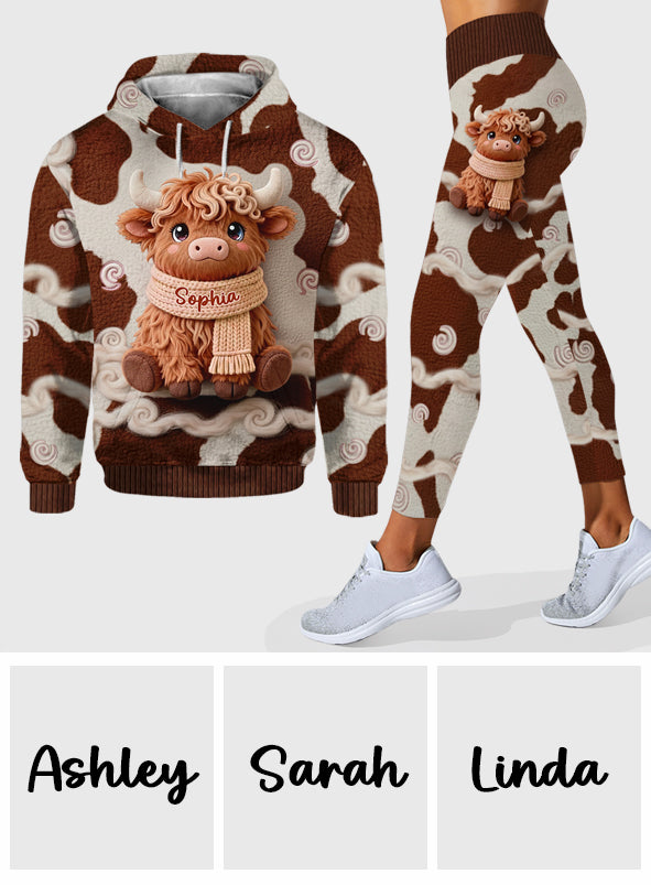 Cute Highland Cow - Personalized Highland Cow Hoodie and Leggings