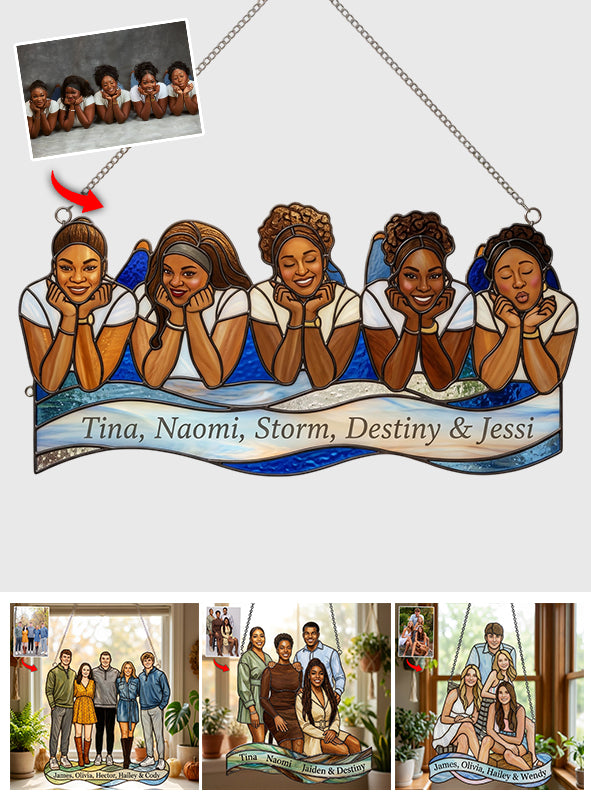 Custom Any Photo - Personalized Sibling Window Hanging Suncatcher Ornament