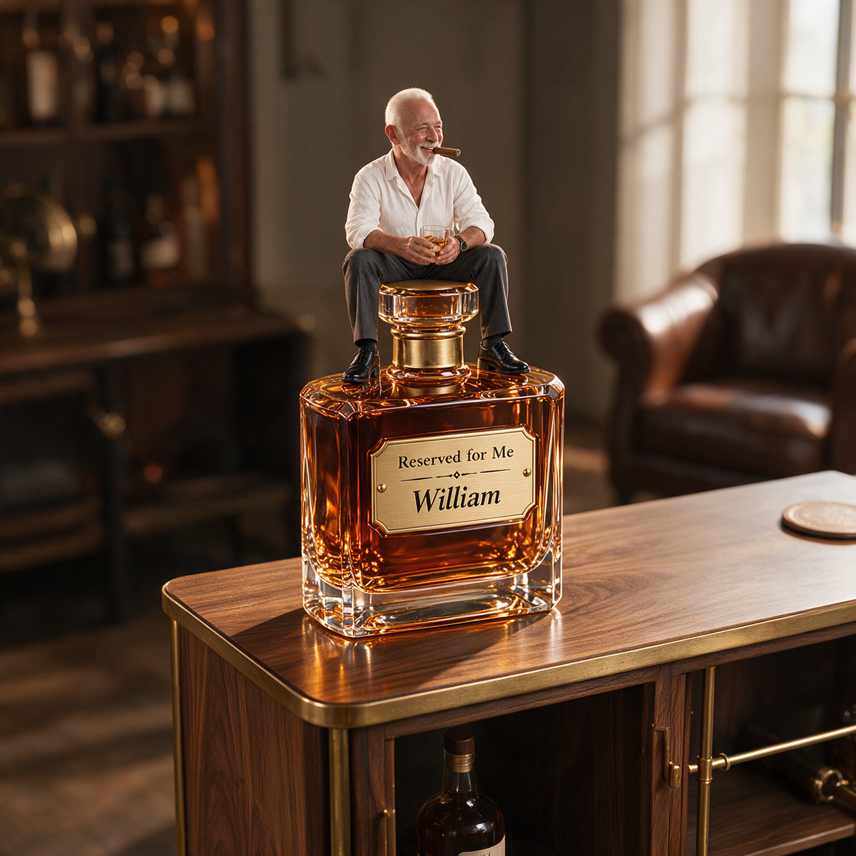 Personalized Whiskey Acrylic Plaque - Custom Photo Decanter-Top Sculpture