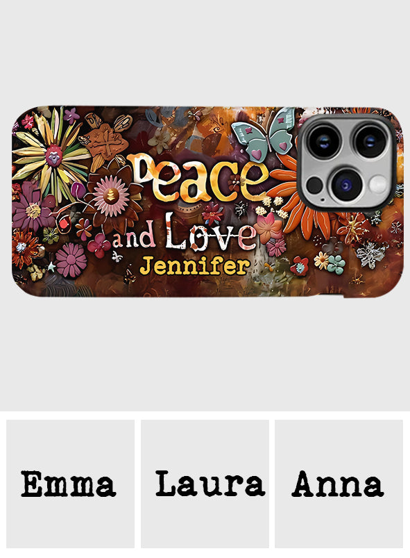 Paix et amour - Coque de téléphone personnalisée hippie avec imprimé intégral