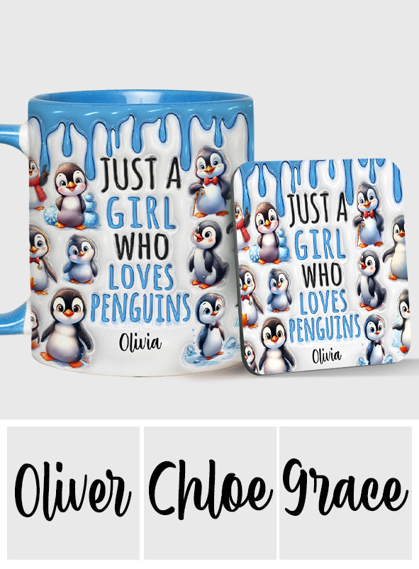 Just A Girl Who Loves Penguins - Personalized Accent Mug