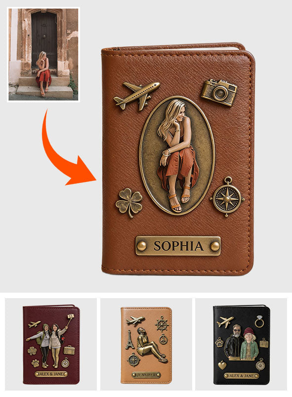 J'adore voyager - Porte-passeport de voyage personnalisé