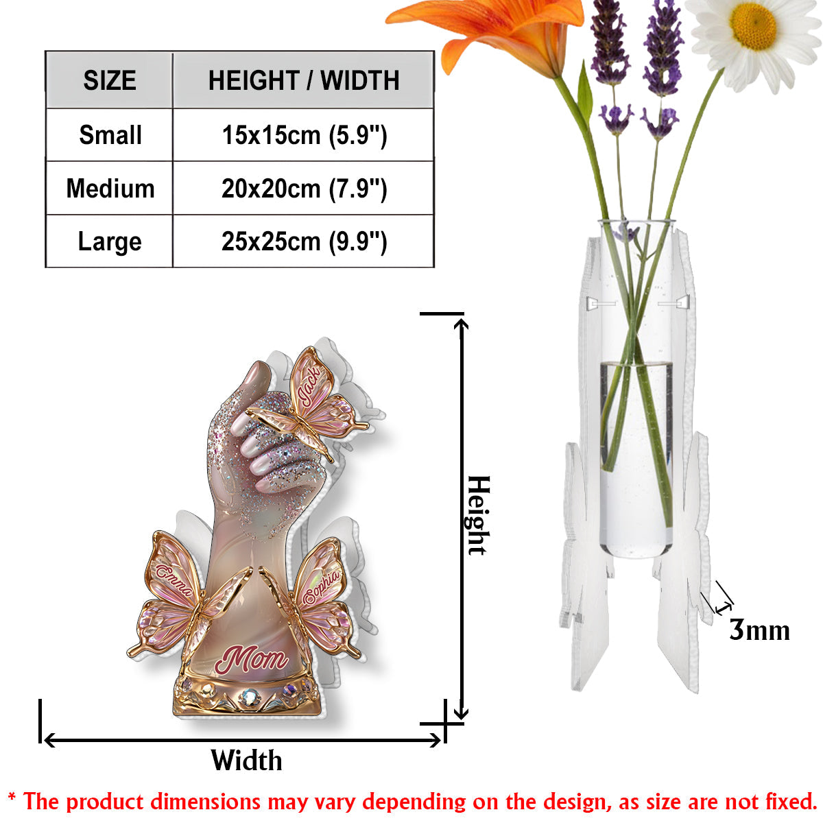 The Love Of The Mother & Her Kids - Personalized Mother Custom Shape Acrylic Flower Vase
