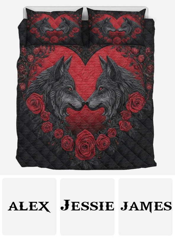 You & Me We Got This - Personalized Wolf Quilt Set