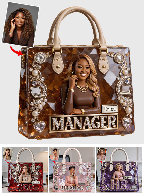 Custom Any Photo Love My Job - Personalized Colleague Leather Handbag