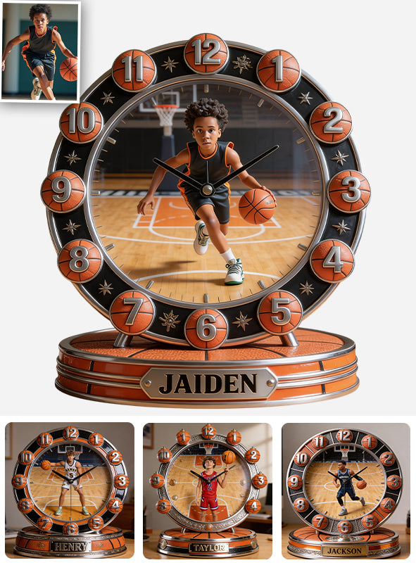 Personalisierte Basketball Tischuhr - Individuelle Basketball Plakette