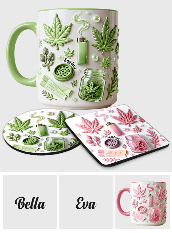 Green Magic Leaf - Personalized Weed Accent Mug & Coaster