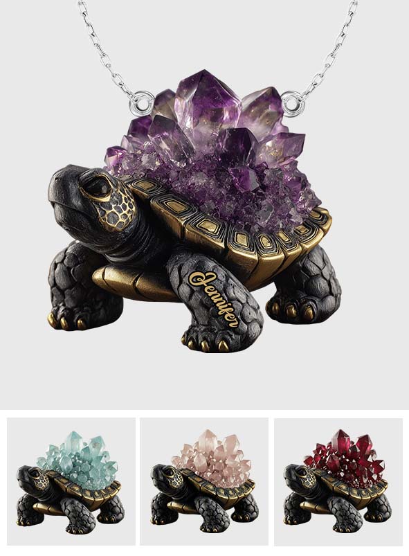Amethyst/ Rose Quartz/ Ruby/... Style Turtle - Personalized Turtle Custom Shaped Pendant Necklace