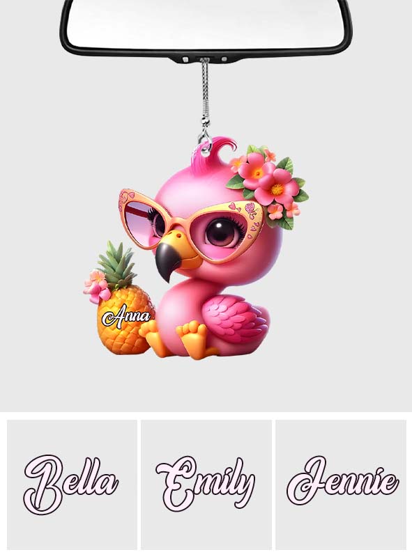 Love Flamingos - Personalized Flamingo Car Ornament