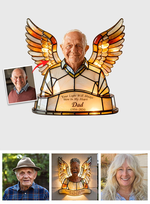 Dein Licht wird immer leuchten – Personalisierte Gedenktafel aus Acryl mit LED-Beleuchtung