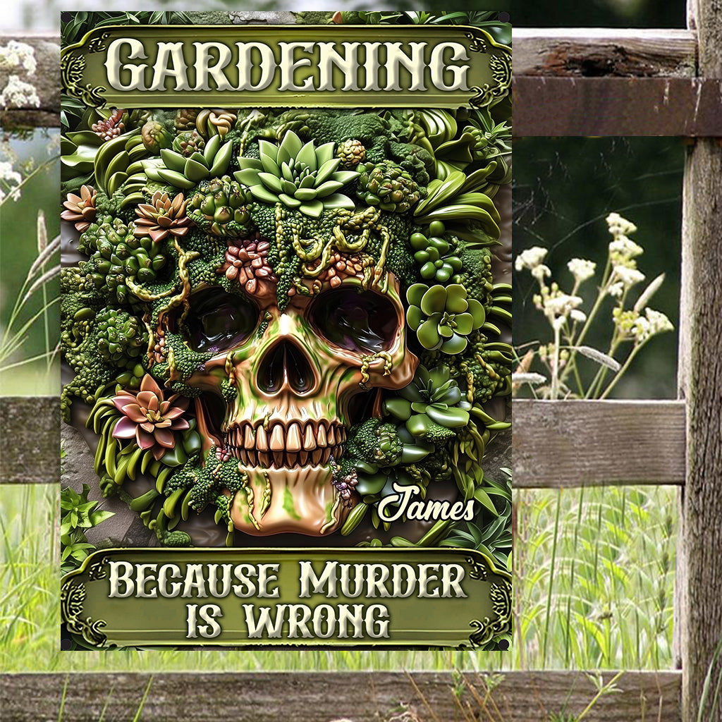 Gift For Gardeners - Personalized Gardening Rectangle Metal Sign