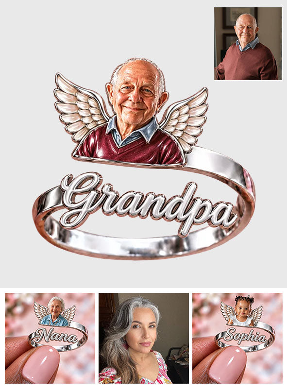In Loving Memory - Personalized Memorial Adjustable Shaped Ring