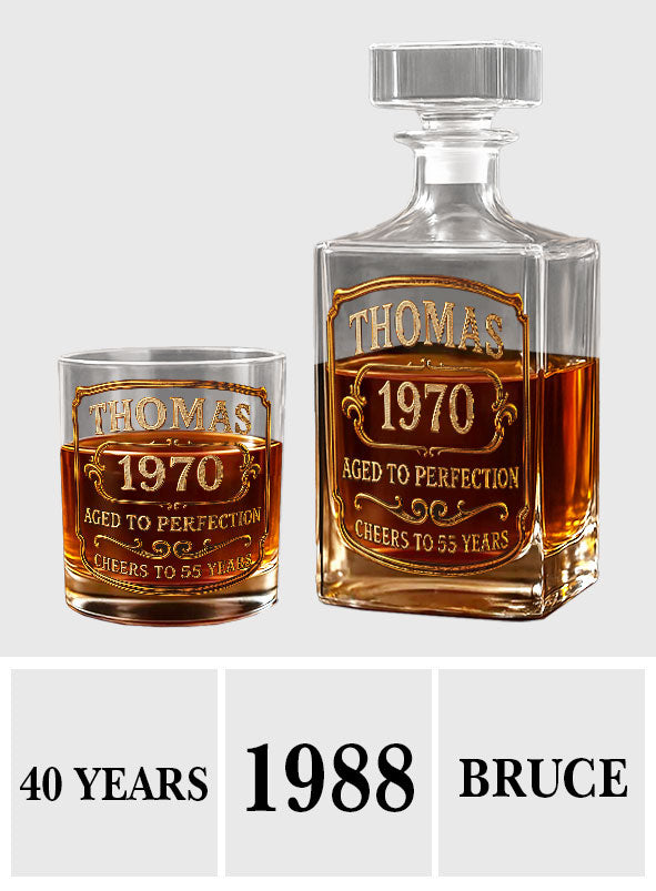 Birthday Gift For Whiskey - Bourbon Lovers - Personalized Whisky Whiskey Decanter Set