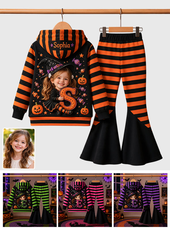 Cute Kids Halloween Set - Personalized Kid Hoodie & Flare Leggings Set