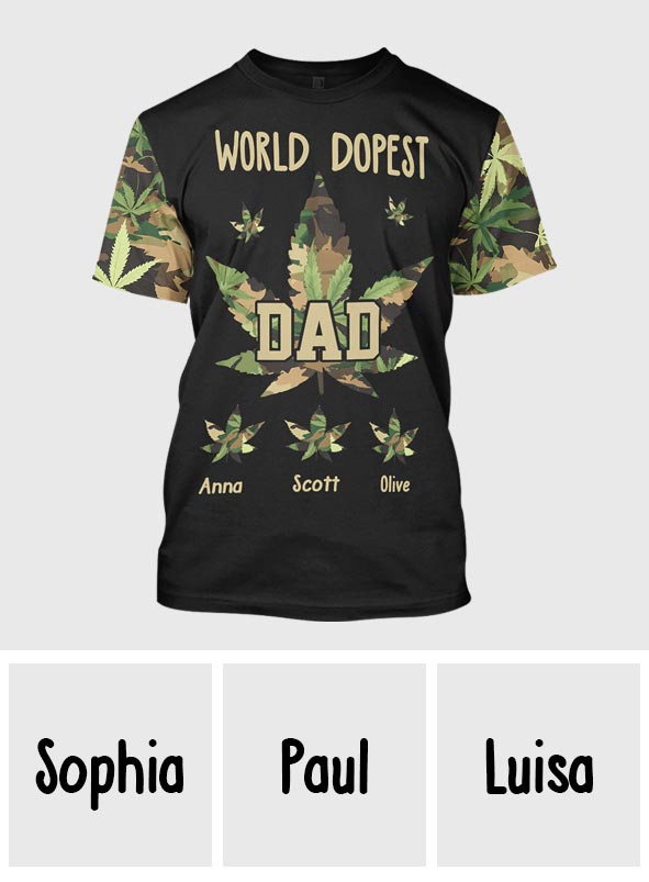 Papa le plus cool du monde - T-shirt personnalisé avec motif cannabis.