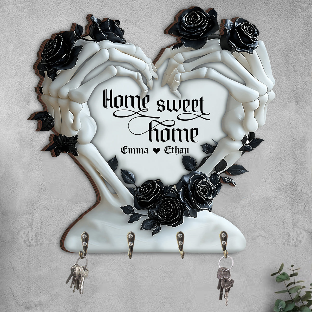 Till Death Do Us Part - Personalized Skull Custom Shaped Key Rack