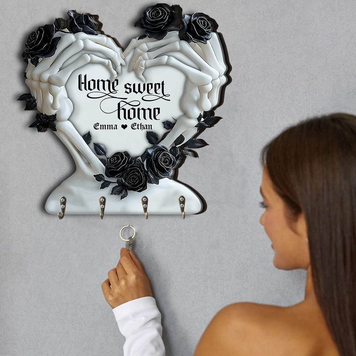 Till Death Do Us Part - Personalized Skull Custom Shaped Key Rack