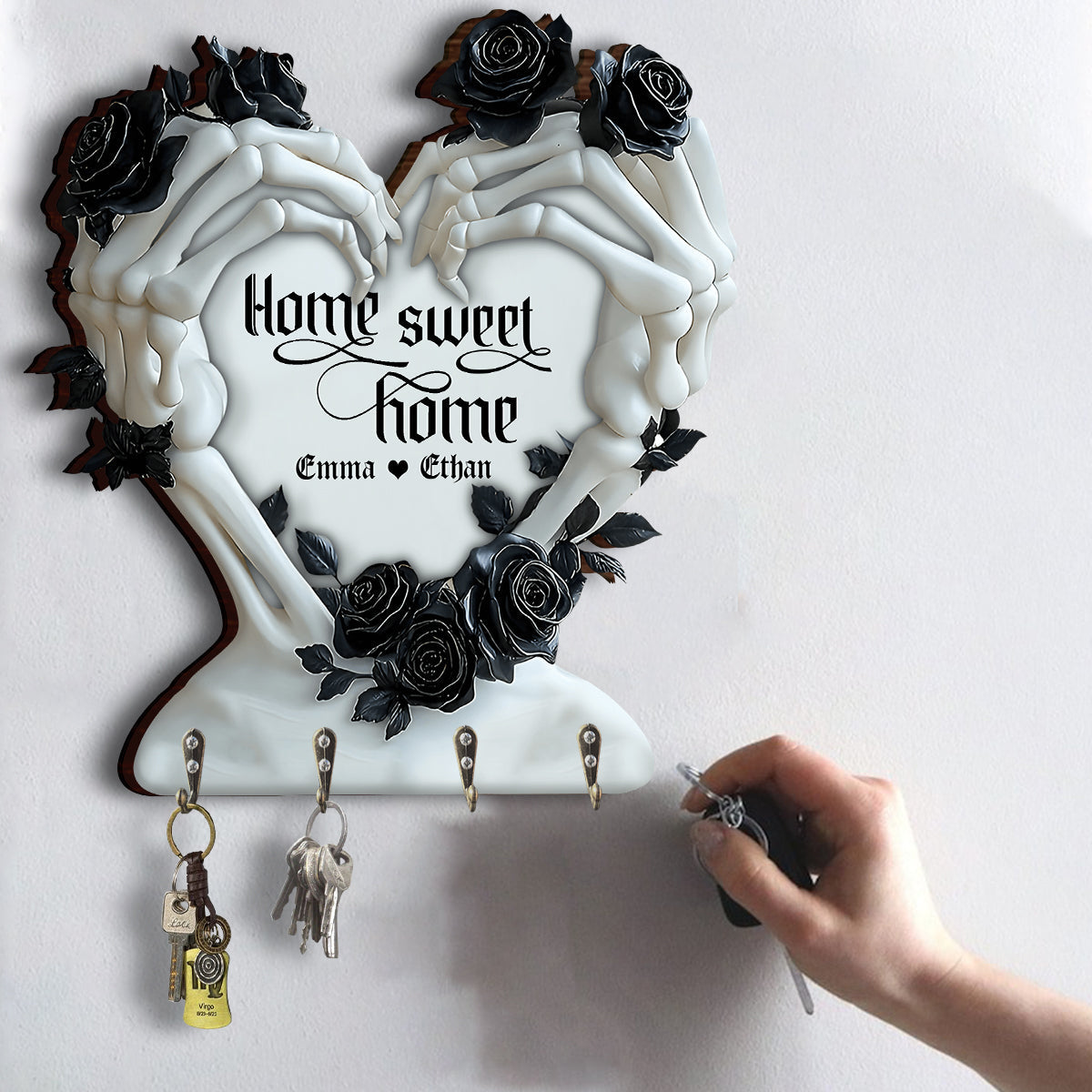 Till Death Do Us Part - Personalized Skull Custom Shaped Key Rack