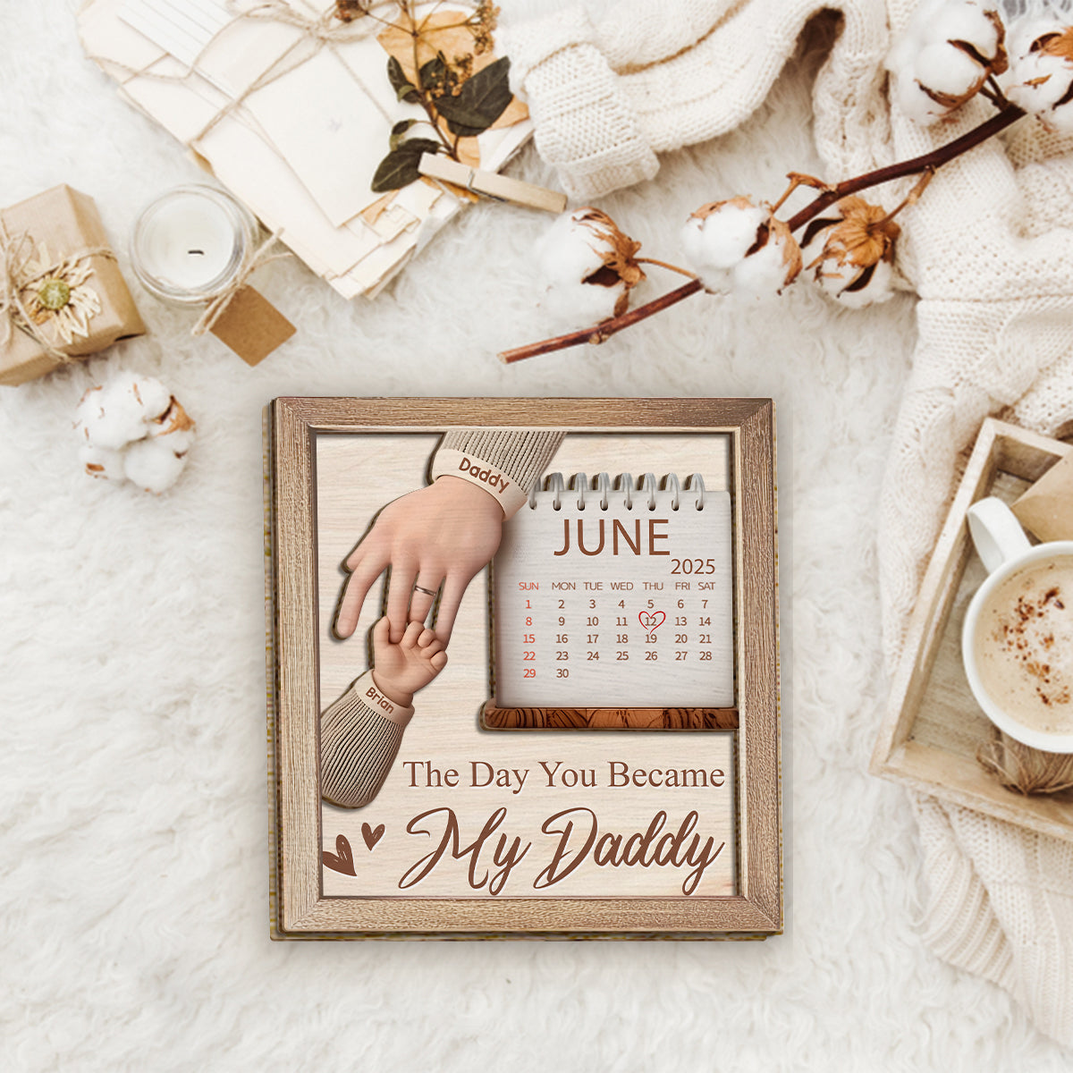 The Day You Became My Daddy - Personalized Father 2 Layered Wood Sign / Wood Plaque