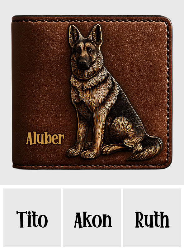 J'aime mon chien - Portefeuille en cuir personnalisé avec un berger allemand