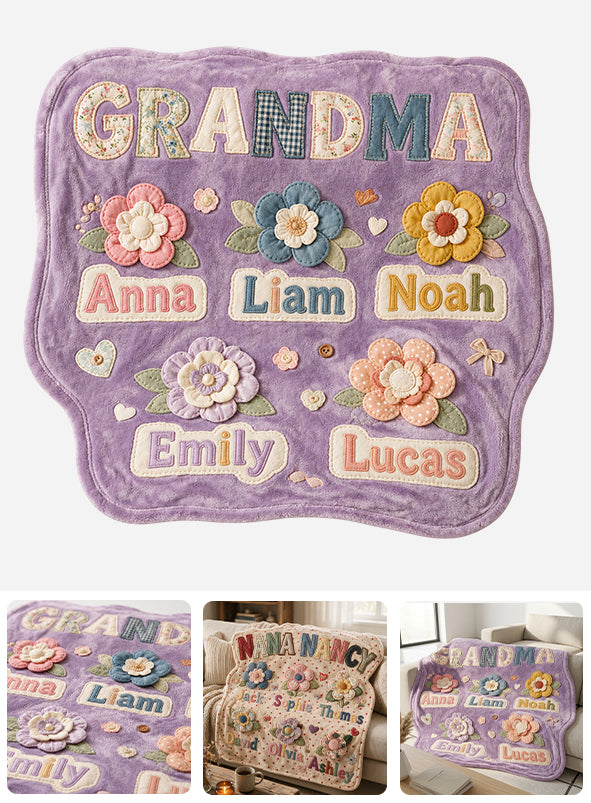 Grandma Mother Garden - Personalized Grandma Shaped Fleece Blanket