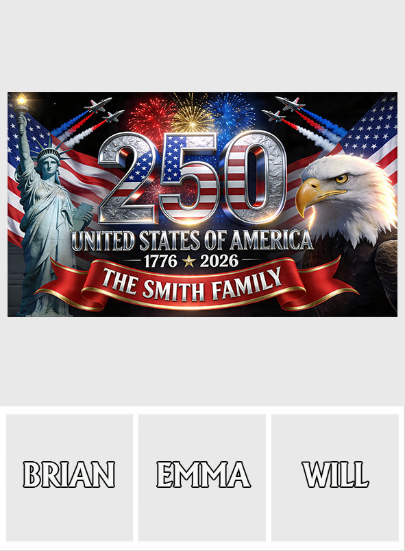 Outdoor-Dekor Amerika 250. Jubiläum - Personalisierte Unabhängigkeitstag/4. Juli Garagentor-Banner