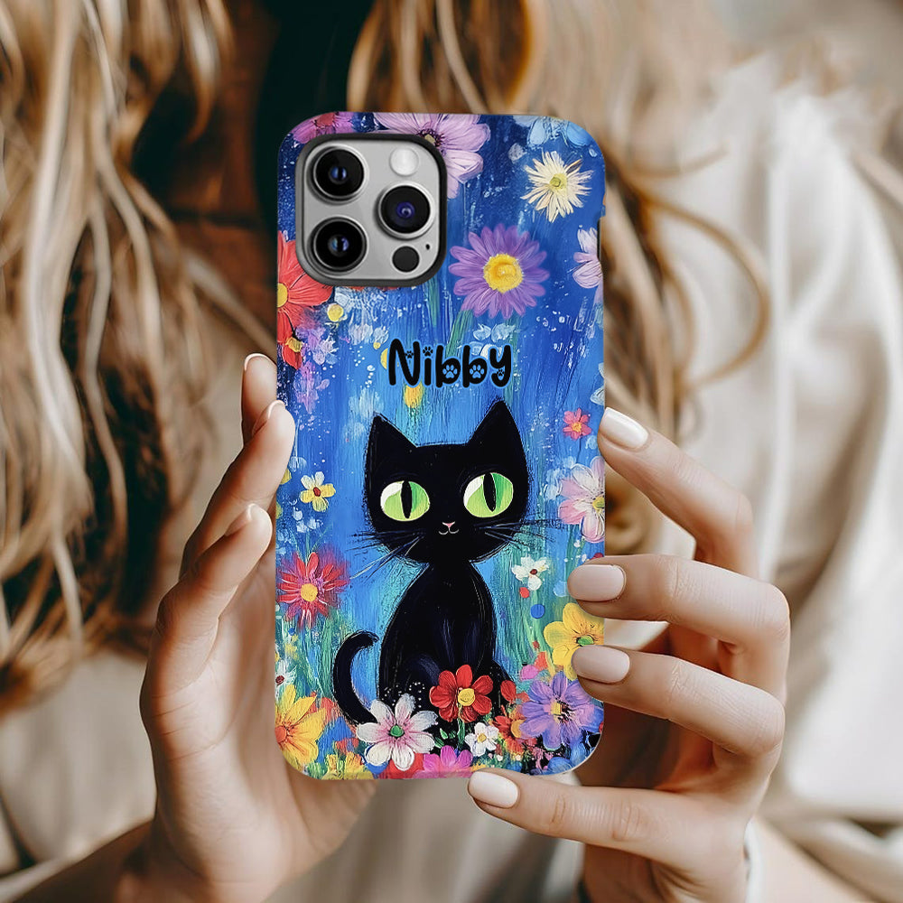 Cute Cat - Personalized Black Cat Full Print Phone Case