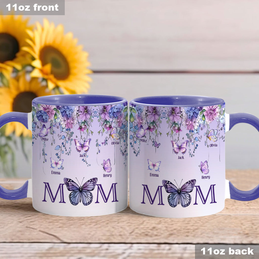 Mother And Children Butterfly - Personalized Mother Accent Mug
