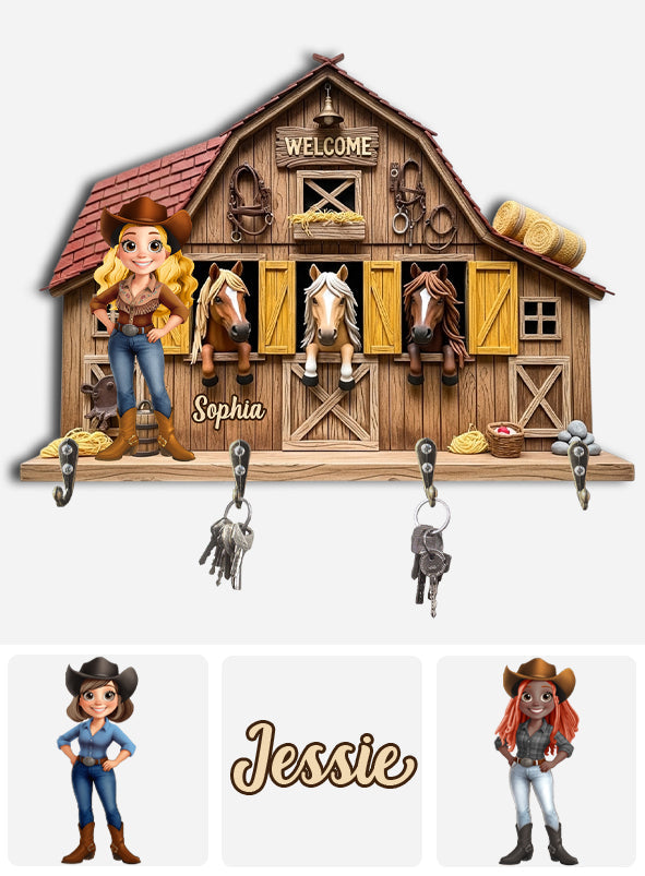 Welcome To My Place - Personalized Horse Custom Shaped Key Rack