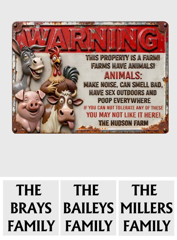 Dieses Anwesen ist ein Bauernhof – personalisiertes rechteckiges Metallschild für Landwirte