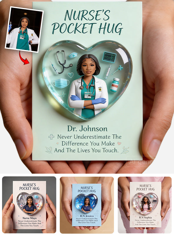 Gift For Nurses, Custom From Any Photo - Personalized Nurse Pocket Hug Card